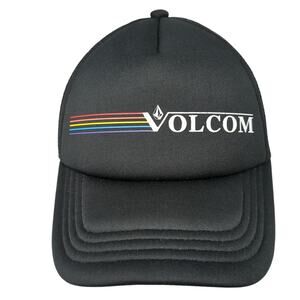 Volcom Snapback Trucker Hat Black One Size Adjustable Lightweight Mesh Back